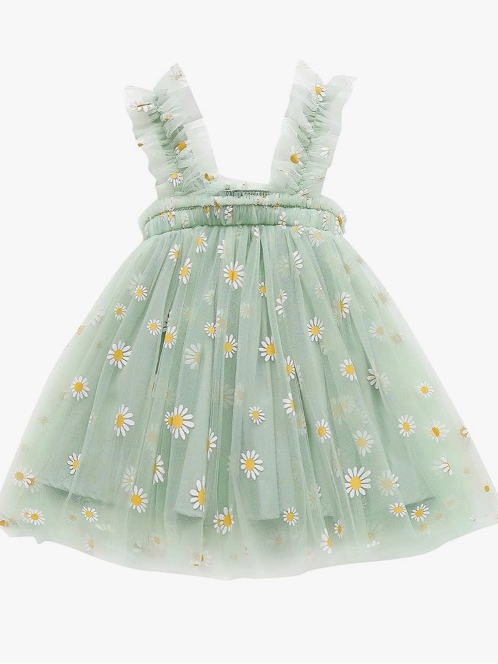Tullabee Daisy Tulle Dress Mint with Ruffled Straps Size 3T/4T